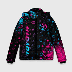 Куртка зимняя для мальчика Toyota - neon gradient: надпись, символ, цвет: 3D-черный