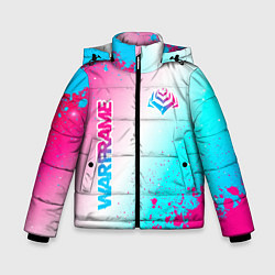 Куртка зимняя для мальчика Warframe neon gradient style: надпись, символ, цвет: 3D-черный