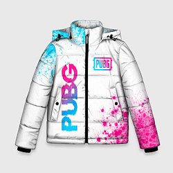 Куртка зимняя для мальчика PUBG neon gradient style: надпись, символ, цвет: 3D-черный