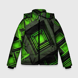 Куртка зимняя для мальчика Неоновые зелёные блоки, цвет: 3D-светло-серый