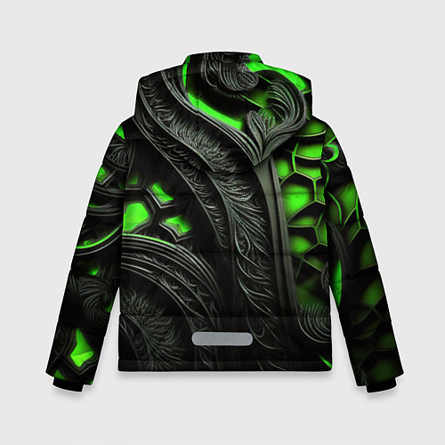 Зимняя куртка для мальчика Green black abstract / 3D-Светло-серый – фото 2