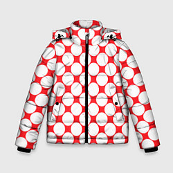 Куртка зимняя для мальчика Узор в красное ретро-яблоко, цвет: 3D-красный