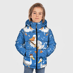 Куртка зимняя для мальчика Белые гуси и утки, цвет: 3D-красный — фото 2