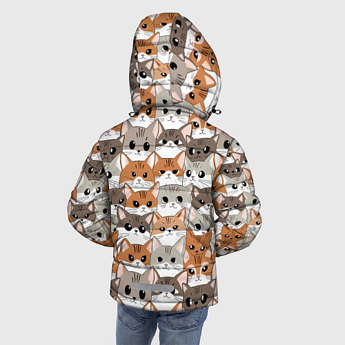 Зимняя куртка для мальчика Паттерн милые котики / 3D-Светло-серый – фото 4