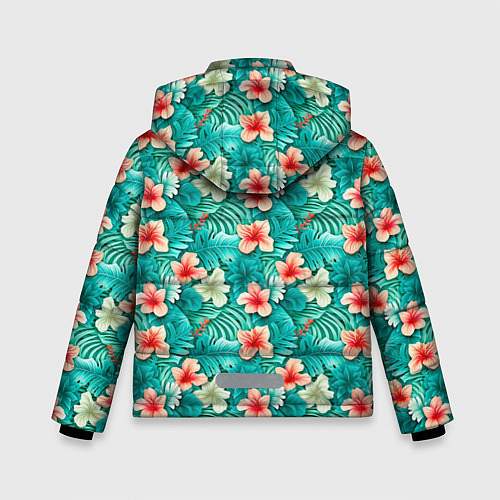 Зимняя куртка для мальчика Летние цветочки паттерн / 3D-Черный – фото 2