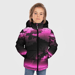 Куртка зимняя для мальчика Сай фай пейзаж в черно розовых тонах, цвет: 3D-черный — фото 2