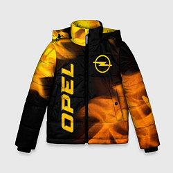 Куртка зимняя для мальчика Opel - gold gradient: надпись, символ, цвет: 3D-черный