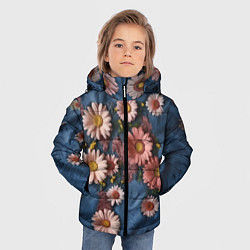 Куртка зимняя для мальчика Хризантемы на джинсе, цвет: 3D-светло-серый — фото 2