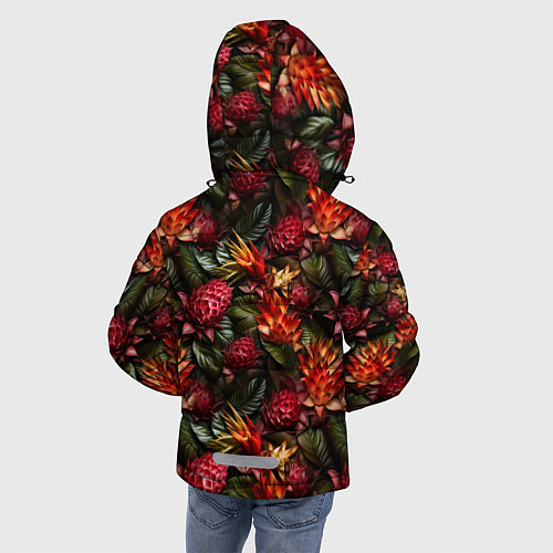 Зимняя куртка для мальчика Тропические цветы / 3D-Красный – фото 4