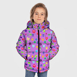 Куртка зимняя для мальчика Эмпатия - паттерн эмоджи, цвет: 3D-красный — фото 2
