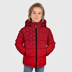 Куртка зимняя для мальчика Сотовый красный градиент, цвет: 3D-черный — фото 2