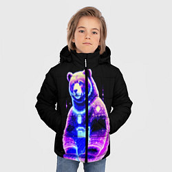 Куртка зимняя для мальчика Космический светящийся мишка, цвет: 3D-красный — фото 2