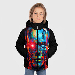 Куртка зимняя для мальчика AI Робот digital pop-art, цвет: 3D-светло-серый — фото 2