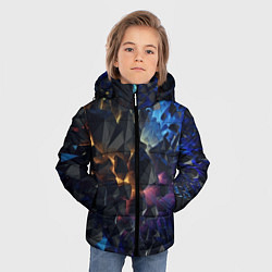 Куртка зимняя для мальчика Летящие объемные камни, цвет: 3D-черный — фото 2