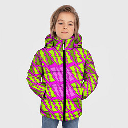 Куртка зимняя для мальчика Ретро молнии розово-жёлтые, цвет: 3D-черный — фото 2