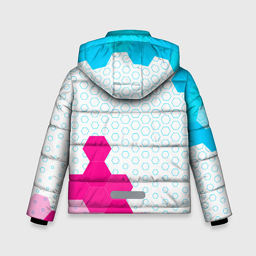 Зимняя куртка для мальчика Among Us neon gradient style: надпись, символ / 3D-Черный – фото 2