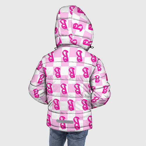 Зимняя куртка для мальчика Розовая шашка и Барби / 3D-Светло-серый – фото 4