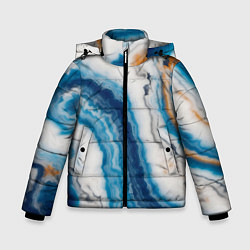 Куртка зимняя для мальчика Узор волна голубой океанический агат, цвет: 3D-черный