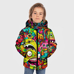 Куртка зимняя для мальчика Психоделические монстры, цвет: 3D-красный — фото 2