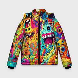 Куртка зимняя для мальчика Космические зубастые чудовища, цвет: 3D-красный