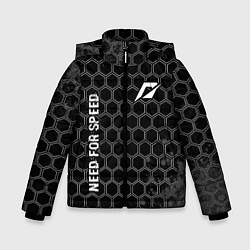 Куртка зимняя для мальчика Need for Speed glitch на темном фоне: надпись, сим, цвет: 3D-черный
