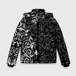 Куртка зимняя для мальчика Орнамент с бабочками, цвет: 3D-черный
