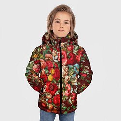 Куртка зимняя для мальчика Платок цветочный узор, цвет: 3D-светло-серый — фото 2