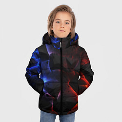 Куртка зимняя для мальчика Объемные черные плиты, цвет: 3D-светло-серый — фото 2