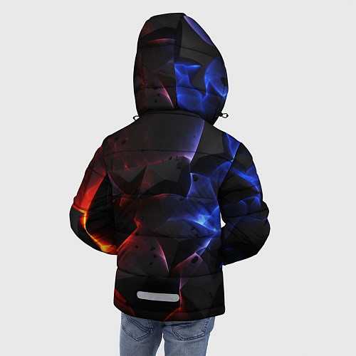 Зимняя куртка для мальчика Объемные черные плиты / 3D-Красный – фото 4