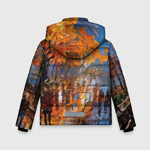Зимняя куртка для мальчика Осенний город импрессионизм / 3D-Черный – фото 2