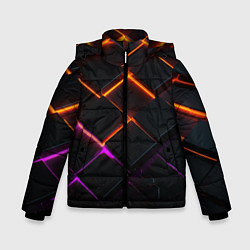 Куртка зимняя для мальчика Неоновые световые плиты, цвет: 3D-черный