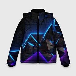 Куртка зимняя для мальчика Неоновые объемные частицы, цвет: 3D-черный