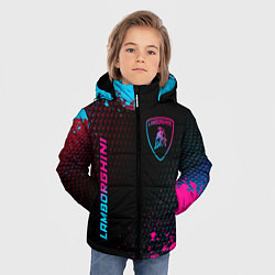 Куртка зимняя для мальчика Lamborghini - neon gradient: надпись, символ, цвет: 3D-черный — фото 2