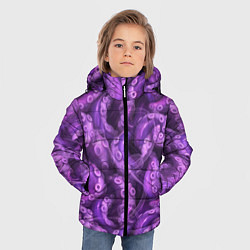 Куртка зимняя для мальчика Фиолетовые щупальца и дым, цвет: 3D-черный — фото 2