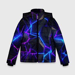 Куртка зимняя для мальчика Неоновые фиолетовые и синие плиты, цвет: 3D-черный