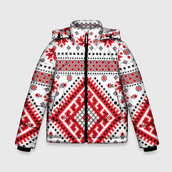 Куртка зимняя для мальчика Удмуртская роспись, цвет: 3D-черный