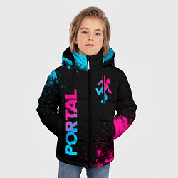 Куртка зимняя для мальчика Portal - neon gradient: надпись, символ, цвет: 3D-черный — фото 2
