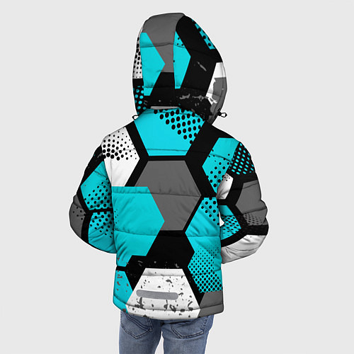 Зимняя куртка для мальчика Шестиугольники абстрактный фон / 3D-Красный – фото 4