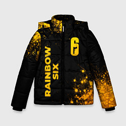 Куртка зимняя для мальчика Rainbow Six - gold gradient: надпись, символ, цвет: 3D-черный