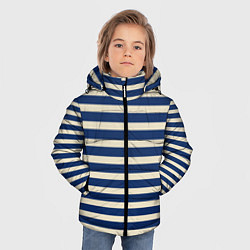 Куртка зимняя для мальчика Полосатый синий и кремовый, цвет: 3D-светло-серый — фото 2