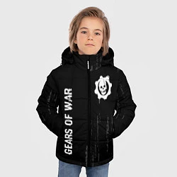 Куртка зимняя для мальчика Gears of War glitch на темном фоне: надпись, симво, цвет: 3D-черный — фото 2