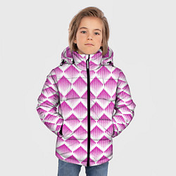 Куртка зимняя для мальчика Розовые вдавленные ромбы, цвет: 3D-черный — фото 2