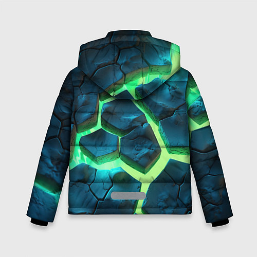 Зимняя куртка для мальчика Яркий зеленый разлом плит / 3D-Черный – фото 2