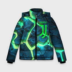 Куртка зимняя для мальчика Ювентус разлом зеленых плит, цвет: 3D-черный
