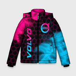 Куртка зимняя для мальчика Volvo - neon gradient: надпись, символ, цвет: 3D-черный