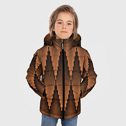 Куртка зимняя для мальчика Ромбы в полосатом закате, цвет: 3D-черный — фото 2