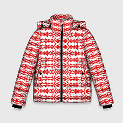 Куртка зимняя для мальчика Красно-белый батик, цвет: 3D-светло-серый
