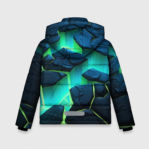 Зимняя куртка для мальчика Разлом объемных зеленых плит / 3D-Черный – фото 2