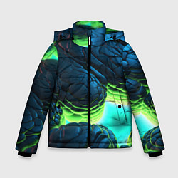 Куртка зимняя для мальчика Зеленые объемные плиты, цвет: 3D-черный