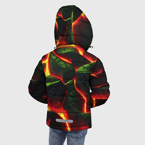 Зимняя куртка для мальчика Зеленые плиты и лава / 3D-Красный – фото 4